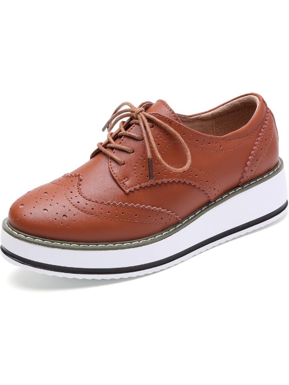 Stylish Women's Platform Lace-Up Wingtips Oxfords | Casual Square Toe Shoes